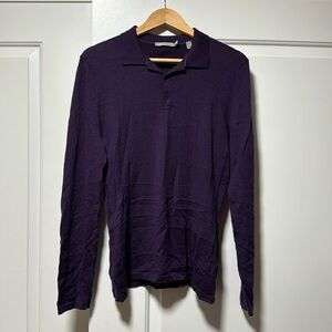 Lightly used Vince purple wool/cashmere LS sweater polo.  Size small